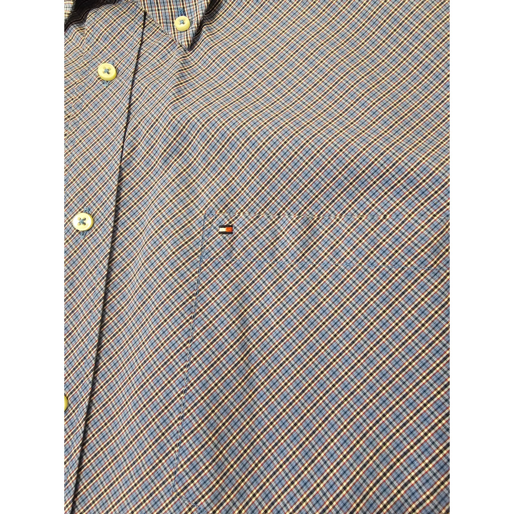 Tommy Hilfiger 80's 2 Ply Fabric Mens Blue Plaid Button Up Long Sleeve Shirt XXL - Picture 3 of 6